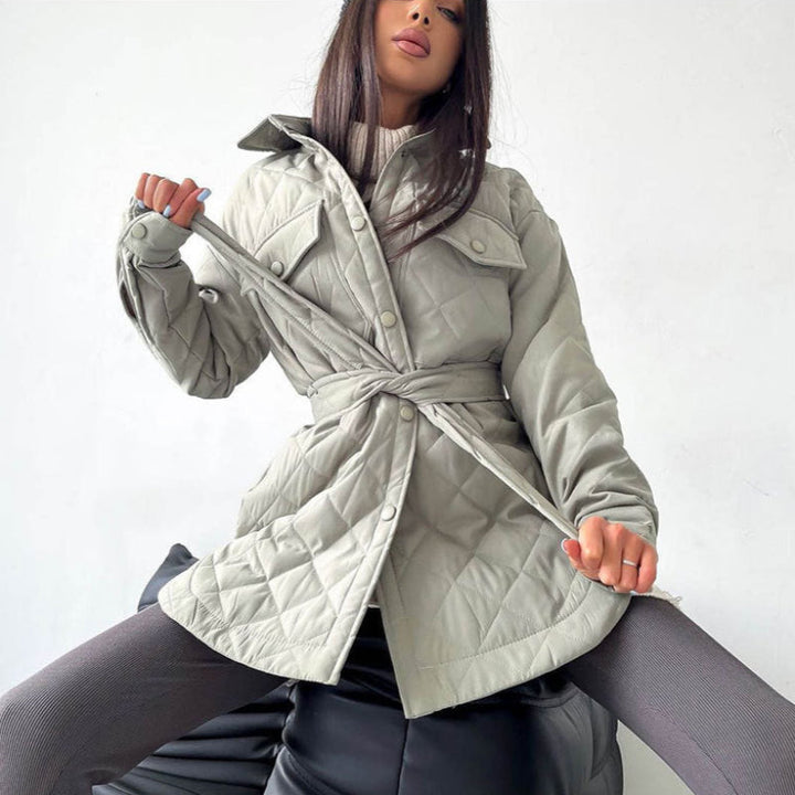 Drune | Damen Wattierte Winterjacke mit Langen Ärmeln und Druckknöpfen