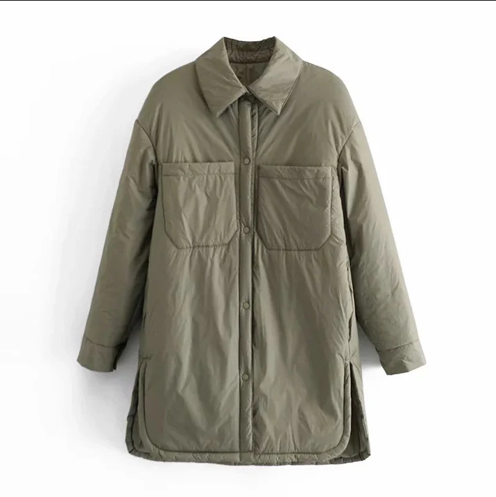 Drune | Damen Winterjacke mit langen Ärmeln und Knopfverschluss
