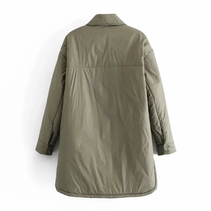 Drune | Damen Winterjacke mit langen Ärmeln und Knopfverschluss
