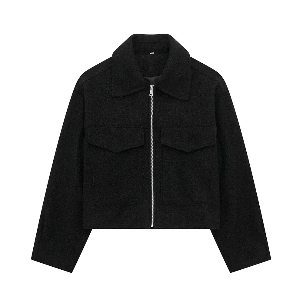 Drune | Zip up Brusttaschen Kurze Jacke Herbstjacke