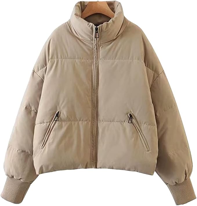 Drune | Damen Gewatteete Pufferjacke mit Stehkragen und Schräge Reißverschlusstaschen
