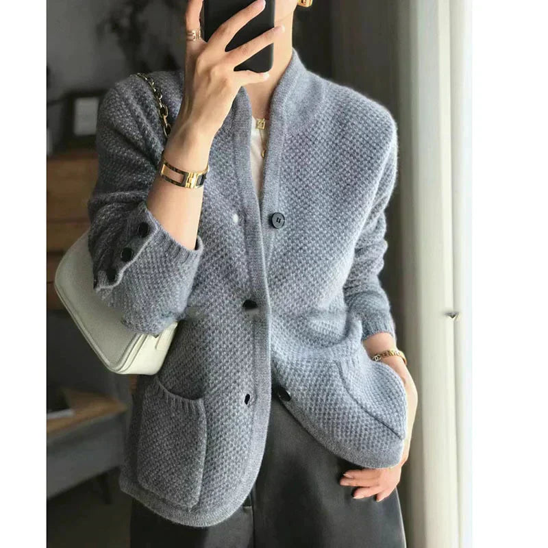 Drune | Wollmix Knopfleiste Strickjacke Jacke