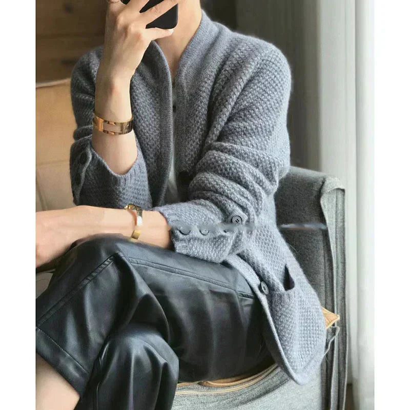 Drune | Wollmix Knopfleiste Strickjacke Jacke
