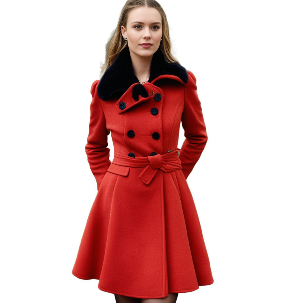Drune | Doppelreiher Gürtel Prinzessinnenjacke Wintertrenchcoat