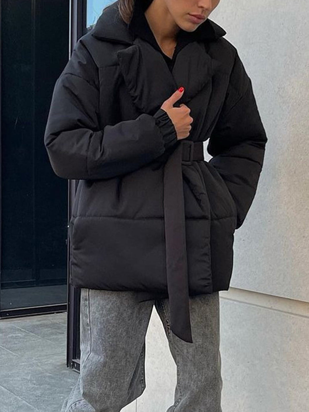Drune | Übergröße Gürtel Gepolsterte Jacke Daunenjacke