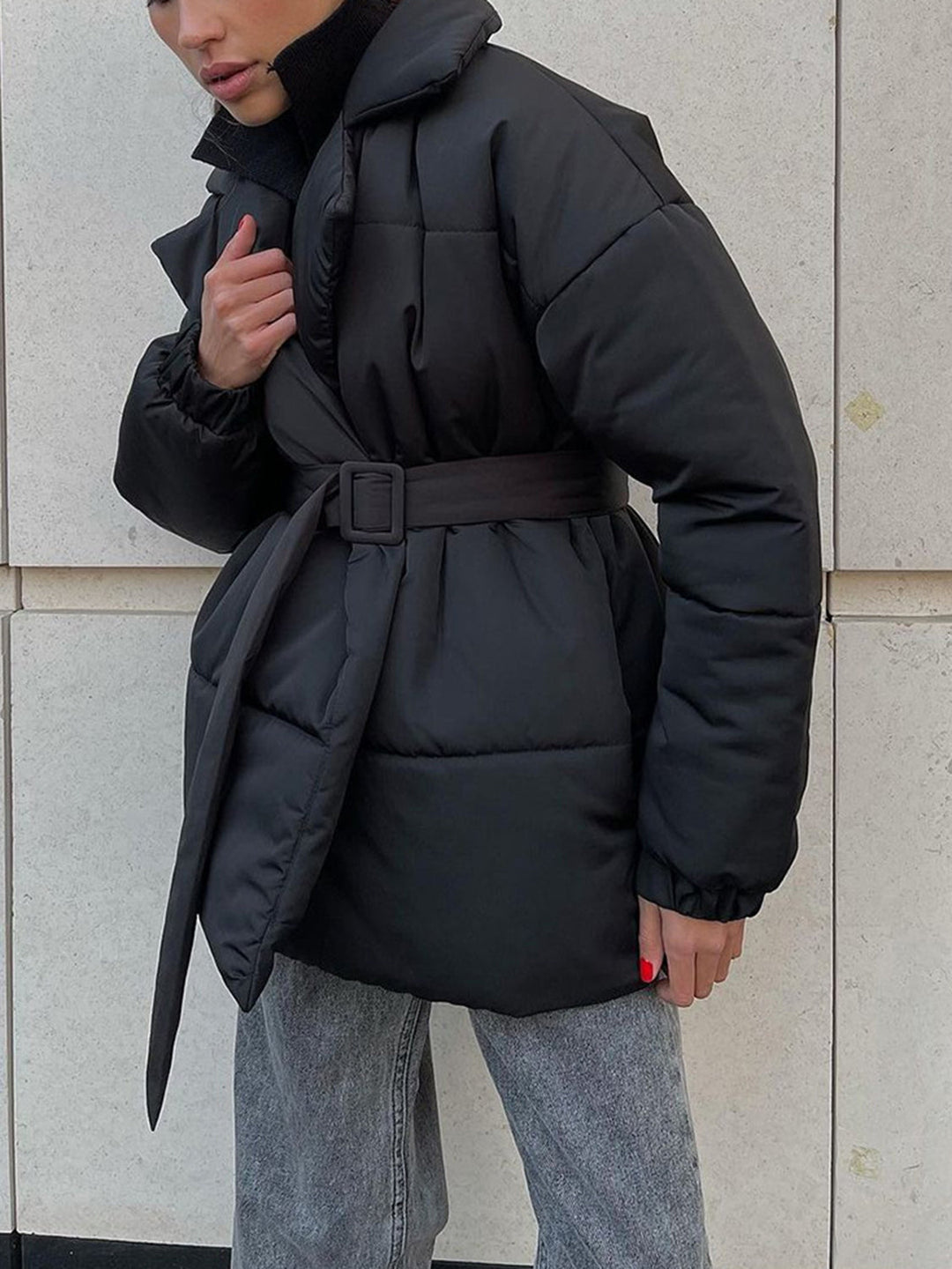 Drune | Übergröße Gürtel Gepolsterte Jacke Daunenjacke