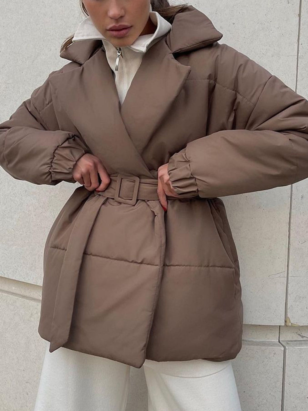 Drune | Übergröße Gürtel Gepolsterte Jacke Daunenjacke