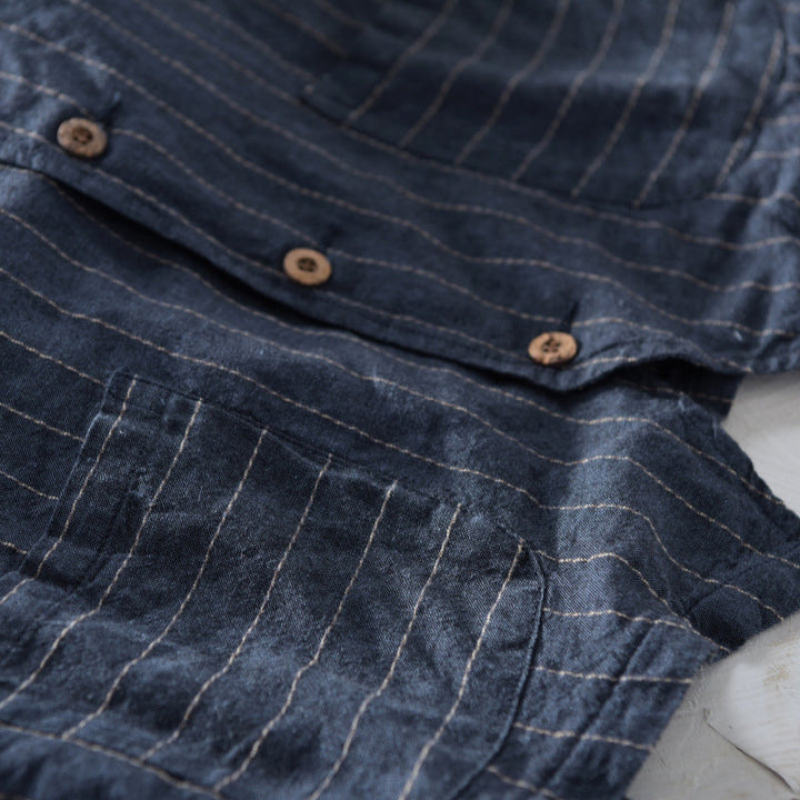 Herren Weste Gestreift Leinen-Look