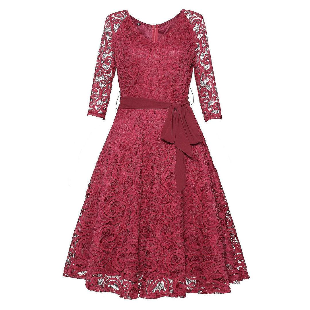 Drune | Spitzen-Illusionsärmel Cocktailkleid