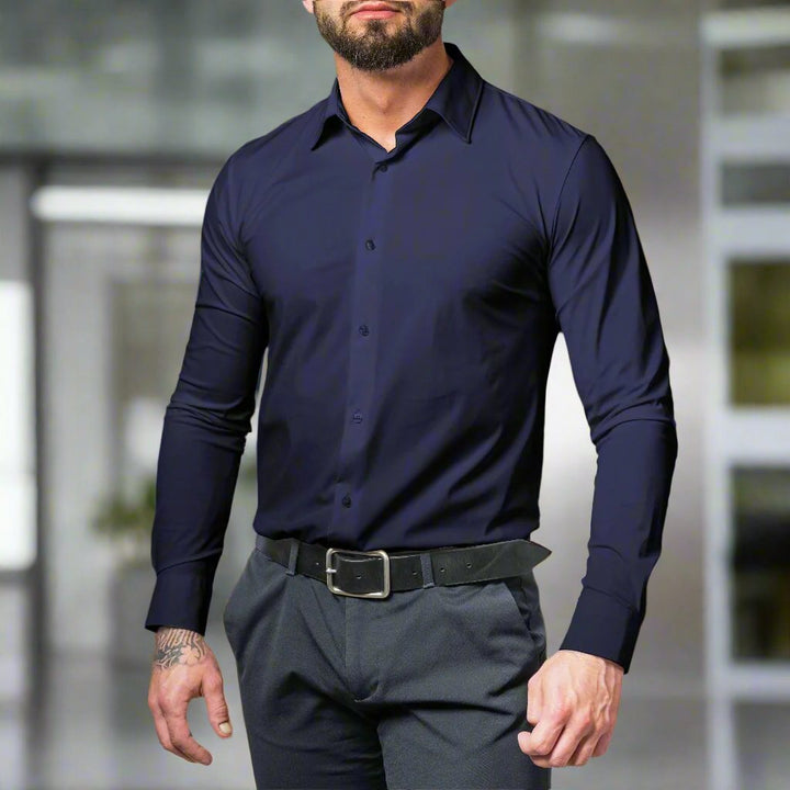 Drune | Slim Fit Lange Ärmel Klassischer Kragen Elegante Für Formelle Anlässe