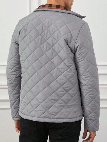 Drune | Steppdesign Mit Kariertem Muster Hoher Kragen Reißverschluss Und Knopfverschluss Slim Fit