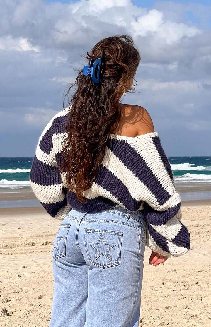 Drune | Gestreifter Chunky Strickpullover Weich und Warm Lässiger Komfort