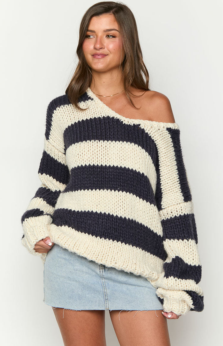 Drune | Gestreifter Chunky Strickpullover Weich und Warm Lässiger Komfort