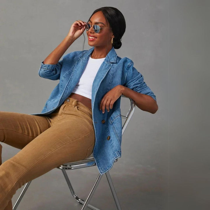 Drune | Blazer Lang Blau Jacke Blazer für Frauen
