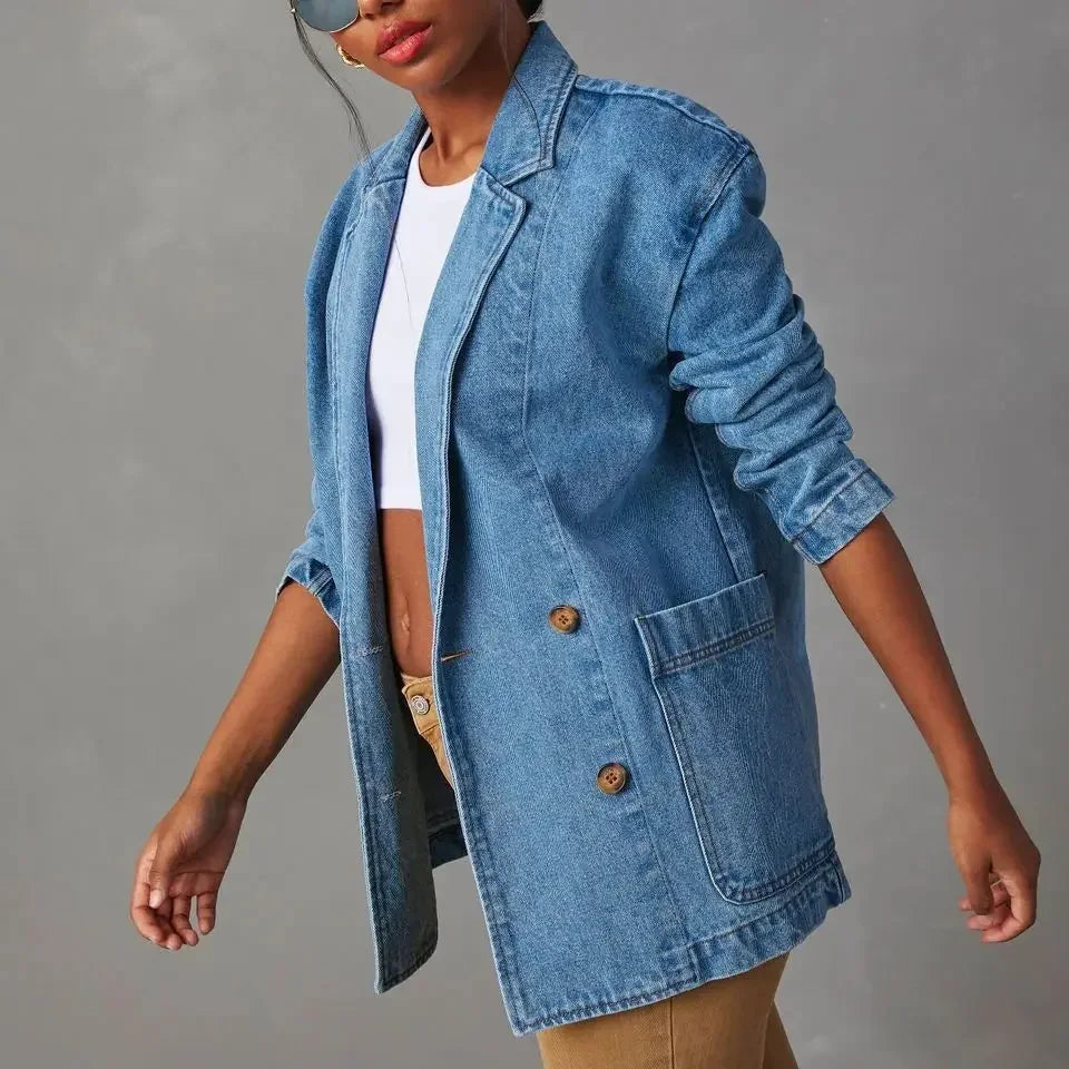 Drune | Blazer Lang Blau Jacke Blazer für Frauen