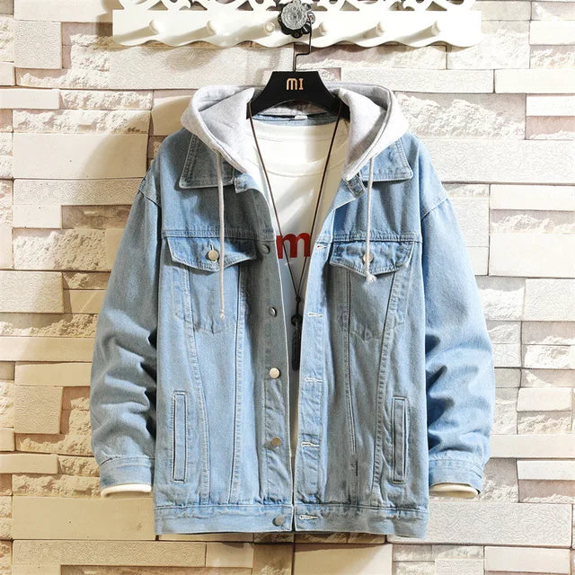 Drune | Abnehmbarer Denim Jacke Mit Kapuze Für Männer