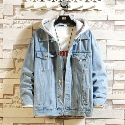 Drune | Abnehmbarer Denim Jacke Mit Kapuze Für Männer