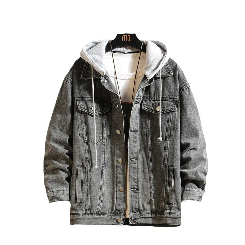 Drune | Abnehmbarer Denim Jacke Mit Kapuze Für Männer