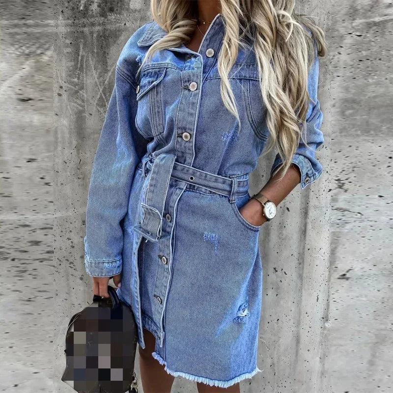 Drune | Kleid Langarm Button Up Hemdkleid Minikleid