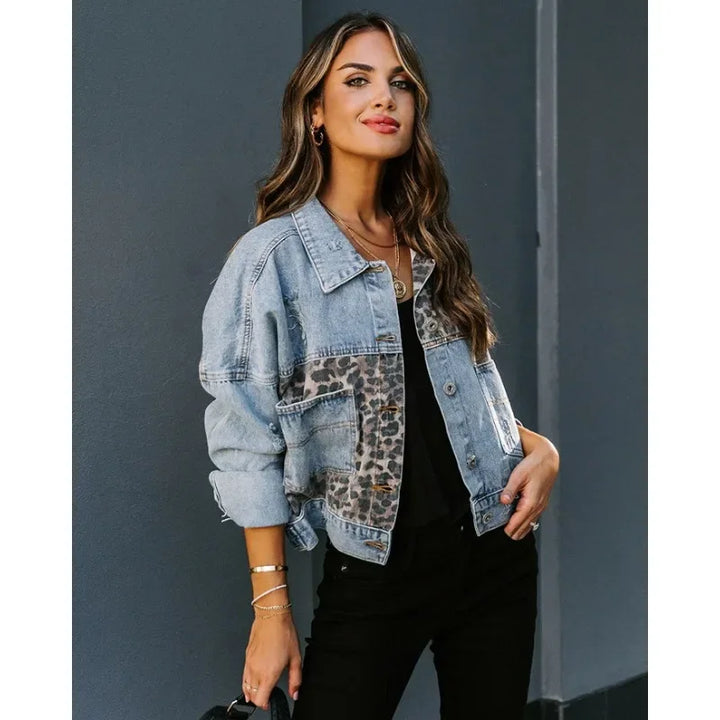 Drune | Stilvolles Leopard Denim Jacke