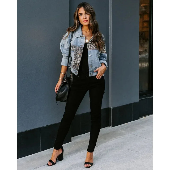 Drune | Stilvolles Leopard Denim Jacke