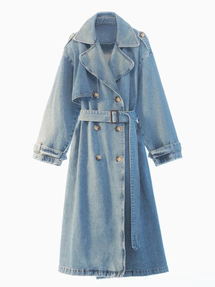 Drune | Blauer Vintage-Trenchcoat für Damen Eleganter Stil