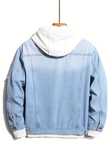 Drune | Lässig Hellblau Jeansjacke mit Patches