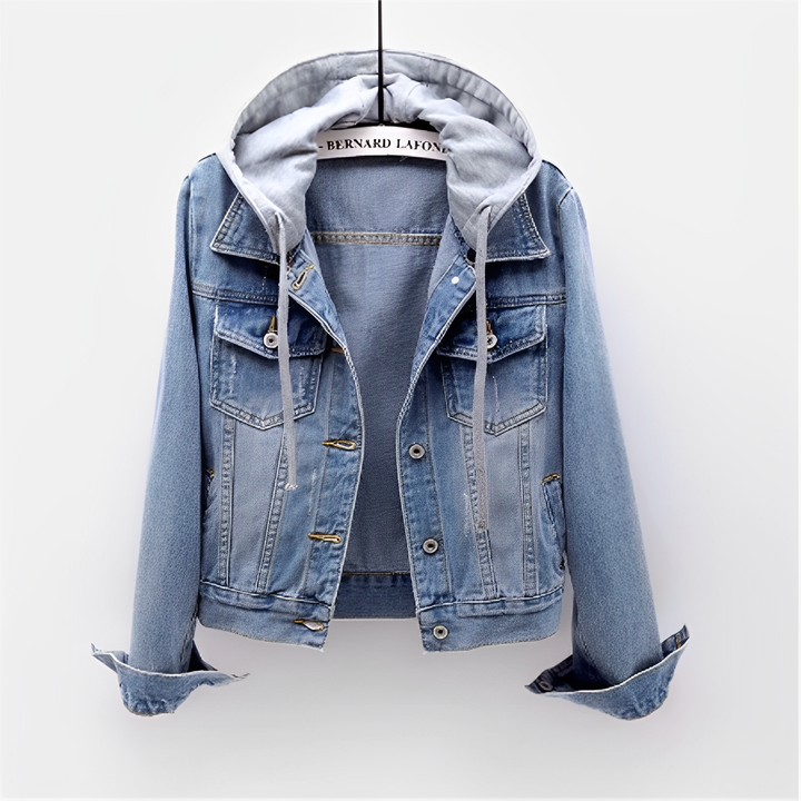 Drune | Jacke Damenjacke Klassisch Blau mit Abnehmbarer Kapuze