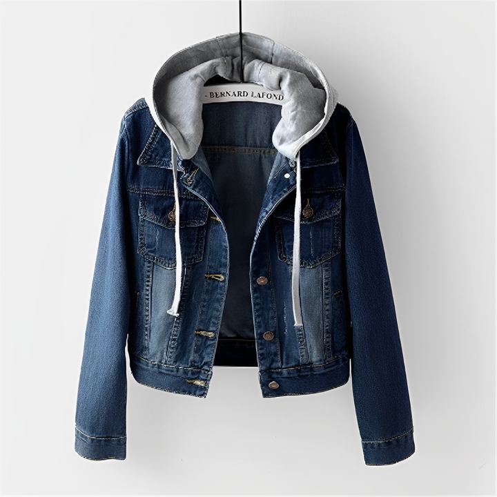 Drune | Jacke Damenjacke Klassisch Blau mit Abnehmbarer Kapuze