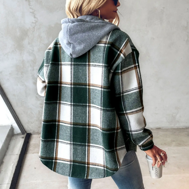 Drune | Gestreifte Kapuzenstrickjacke