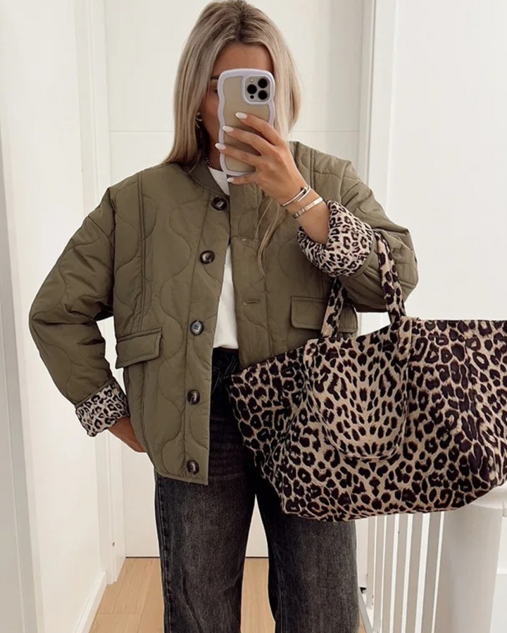 Drune | Trendy Jacke mit Leopardenfutter