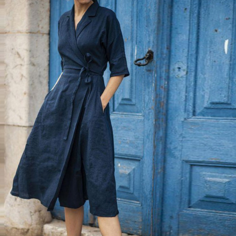 Drune | Midi Hemdkleid mit Taillengürtel