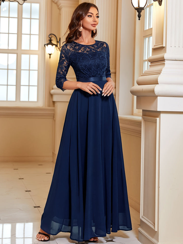 Drune | Elegantes Maxi Kleid Mit Spitze Und Chiffon Für Damen