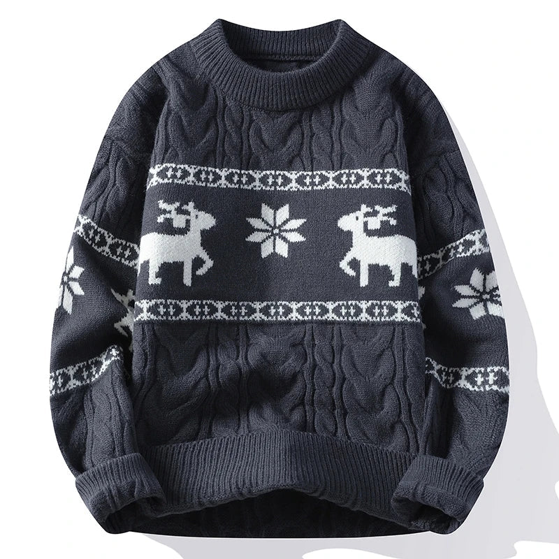 Drune | Winterpullover mit Hirschmuster - Warmer & Stilvoller Strickpullover für die Feiertage