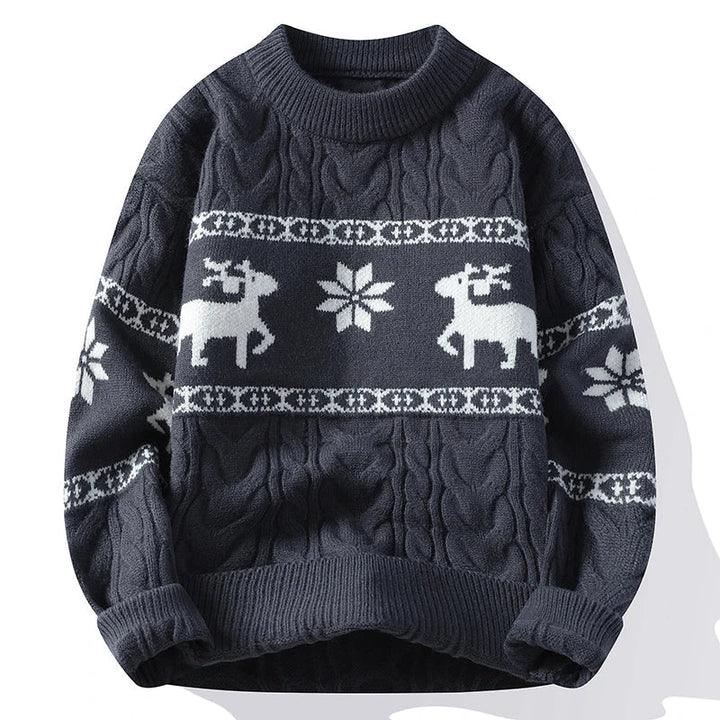 Drune | Winterpullover mit Hirschmuster - Warmer & Stilvoller Strickpullover für die Feiertage