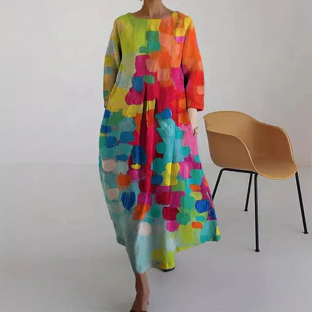 Drune | Elegantes Farbenfrohes Sommerkleid mit Print