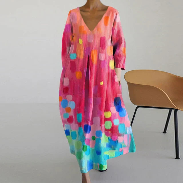 Drune | Elegantes Farbenfrohes Sommerkleid mit Print