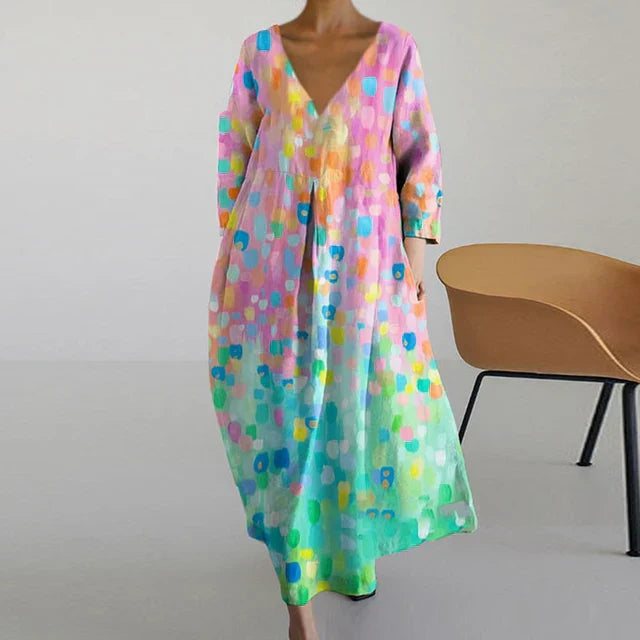 Drune | Elegantes Farbenfrohes Sommerkleid mit Print