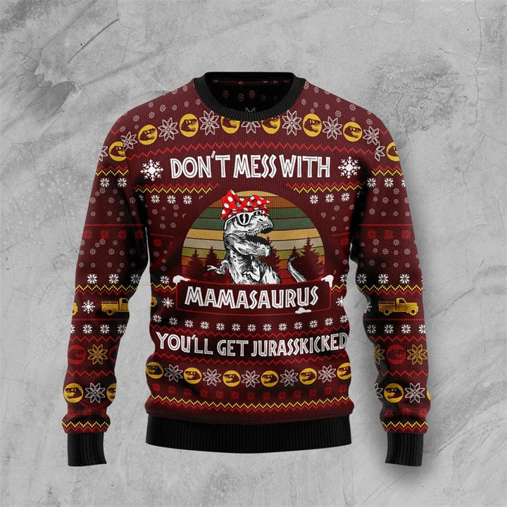 Drune | Dinosaur Weihnachtspullover - Lustiger & Bequemer Herrenpullover mit 3D-Druck für die Feiertage