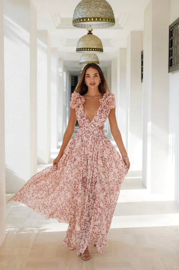 Drune | Cutout Rüsch Maxi Kleid