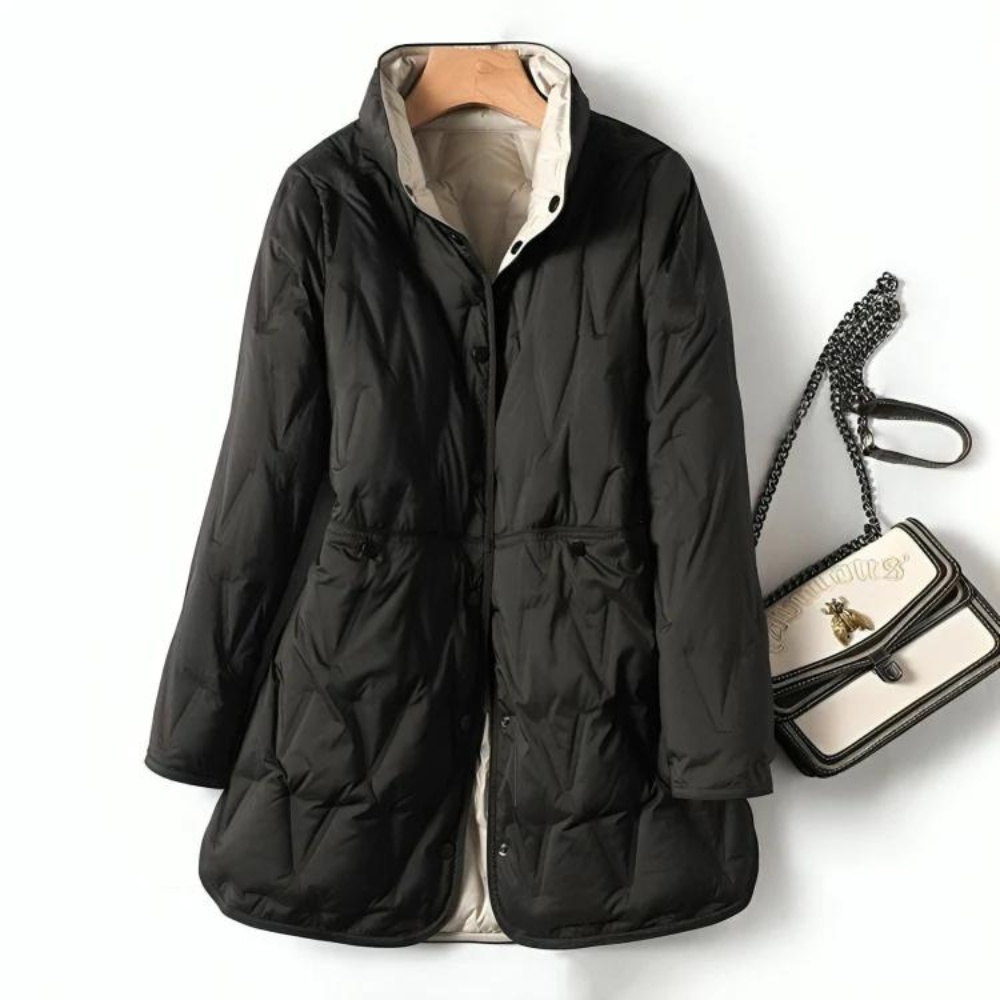 Drune | Leichtgewicht Knopfverschluss Steppjacke Winterjacke für Damen
