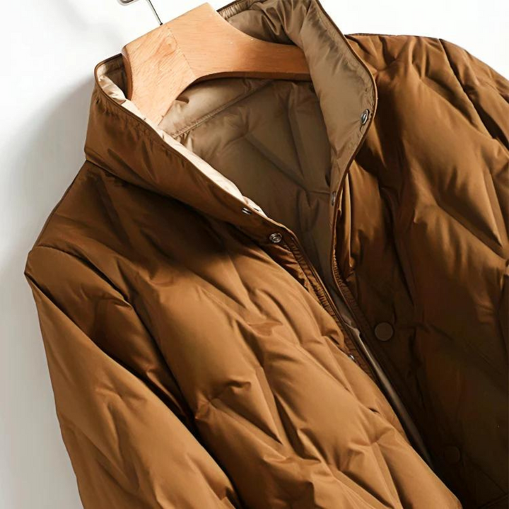 Drune | Leichtgewicht Knopfverschluss Steppjacke Winterjacke für Damen