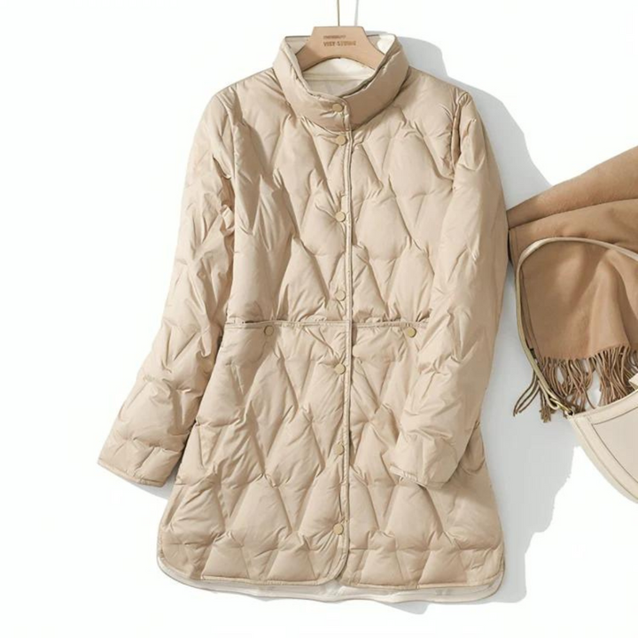 Drune | Leichtgewicht Knopfverschluss Steppjacke Winterjacke für Damen