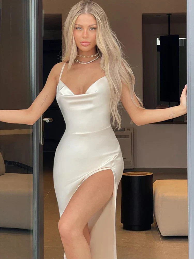 Drune | Rückenfreies Satin Kleid für Damen