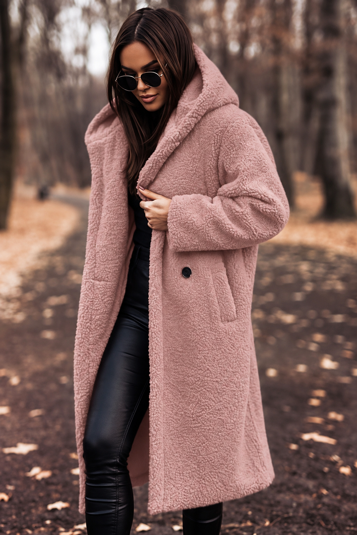 Damen Teddy Mantel mit Kapuze | Drune