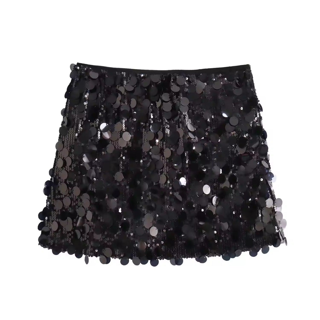 Drune | Silberner Pailletten Minirock