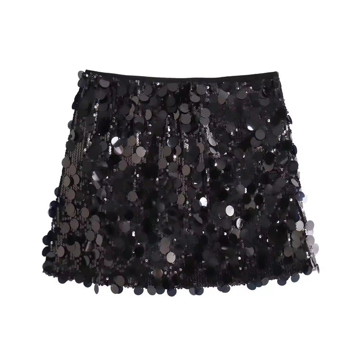 Drune | Silberner Pailletten Minirock
