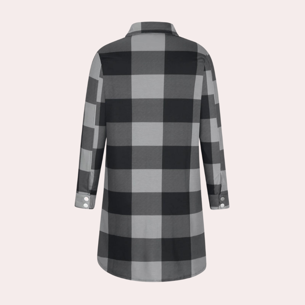 Drune | Kariertes Herbstjacke in Midilänge für Damen