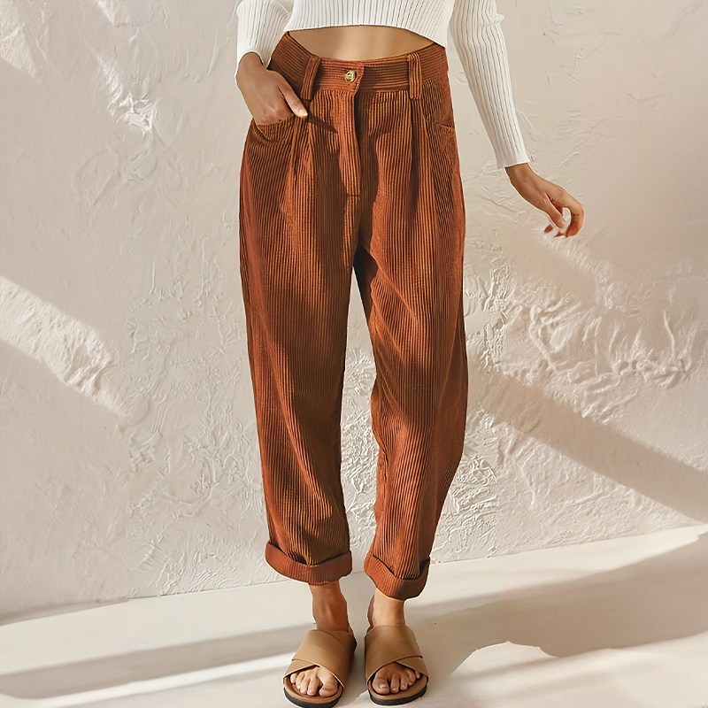 Drune - Lockere High Wait Cord Hose für Damen
