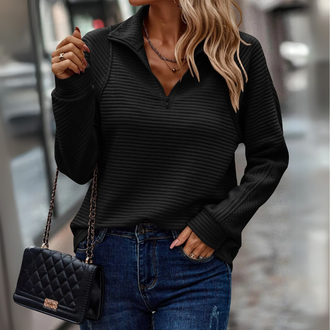 Drune | Chic Reißverschluss-Kragen Pullover
